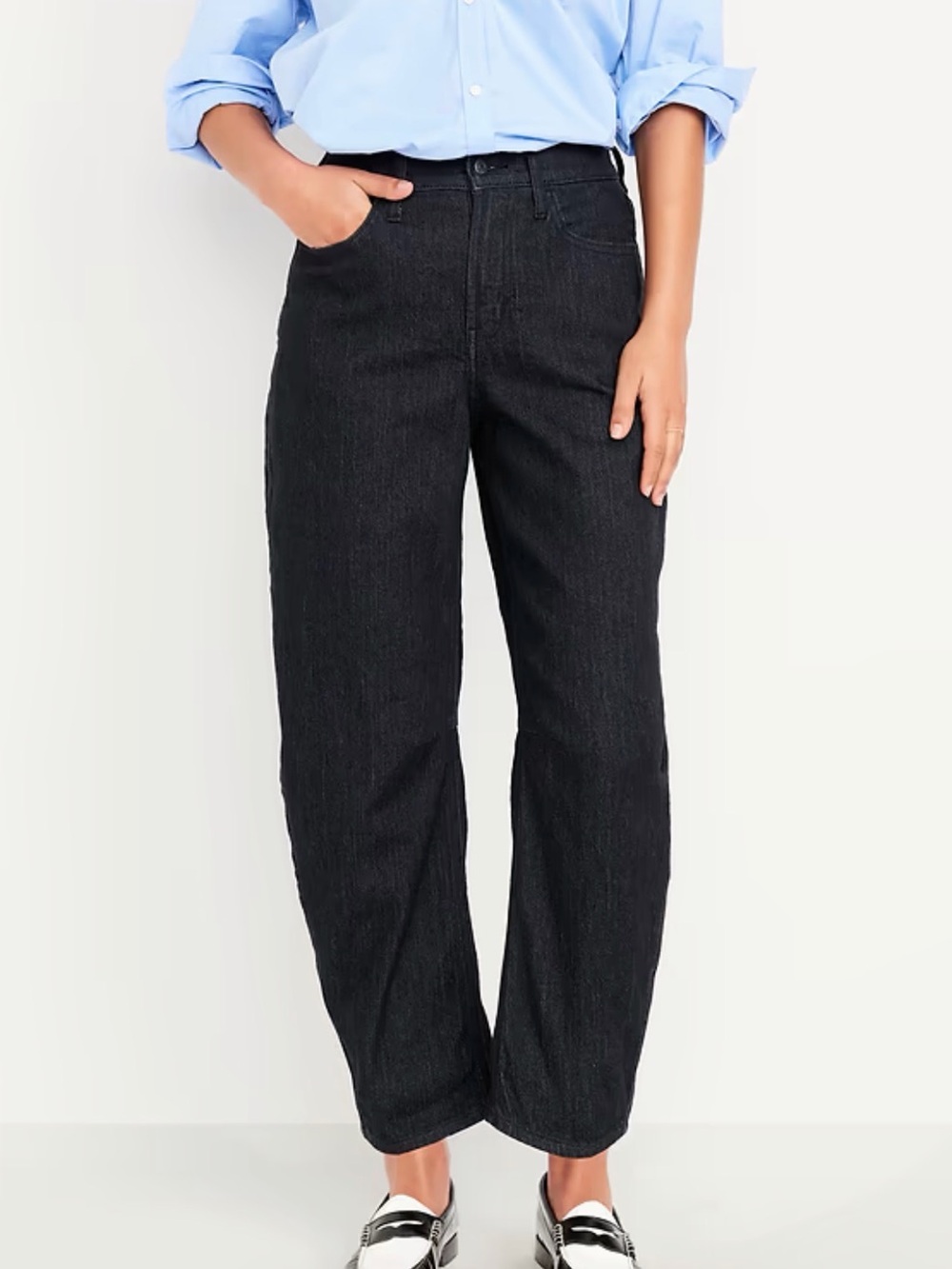 High-Rise Wow Barrel Washed Black Jean
